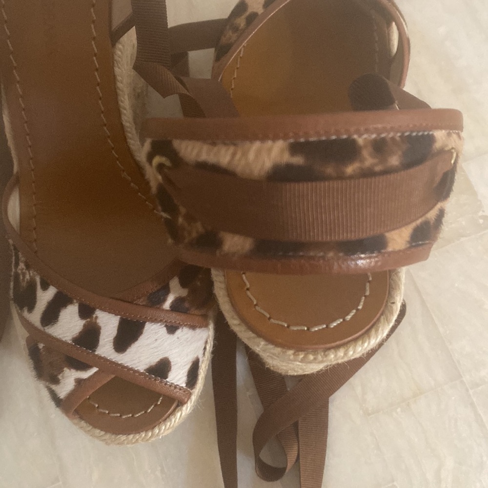 Dolce&Gabbana leopard print pony hair, leather sandals, s 39 - Picture 4 of 12